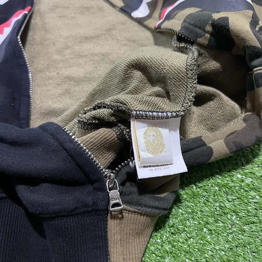 Bape A Bathing Ape Shark Hoodie LG WGM Tiger Camo Color Block Full Zip EUC - Picture 11 of 13